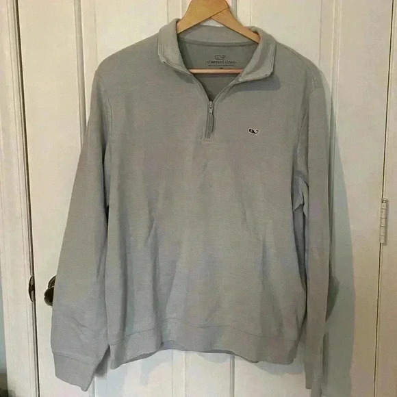 Vineyard Vines Men's 3/4 Zip Pullover - Size Medium - Light Blue - Picture 2 of 6